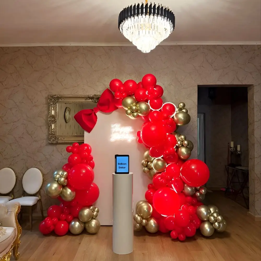 Luxe Red And Golden Balloon Setup
