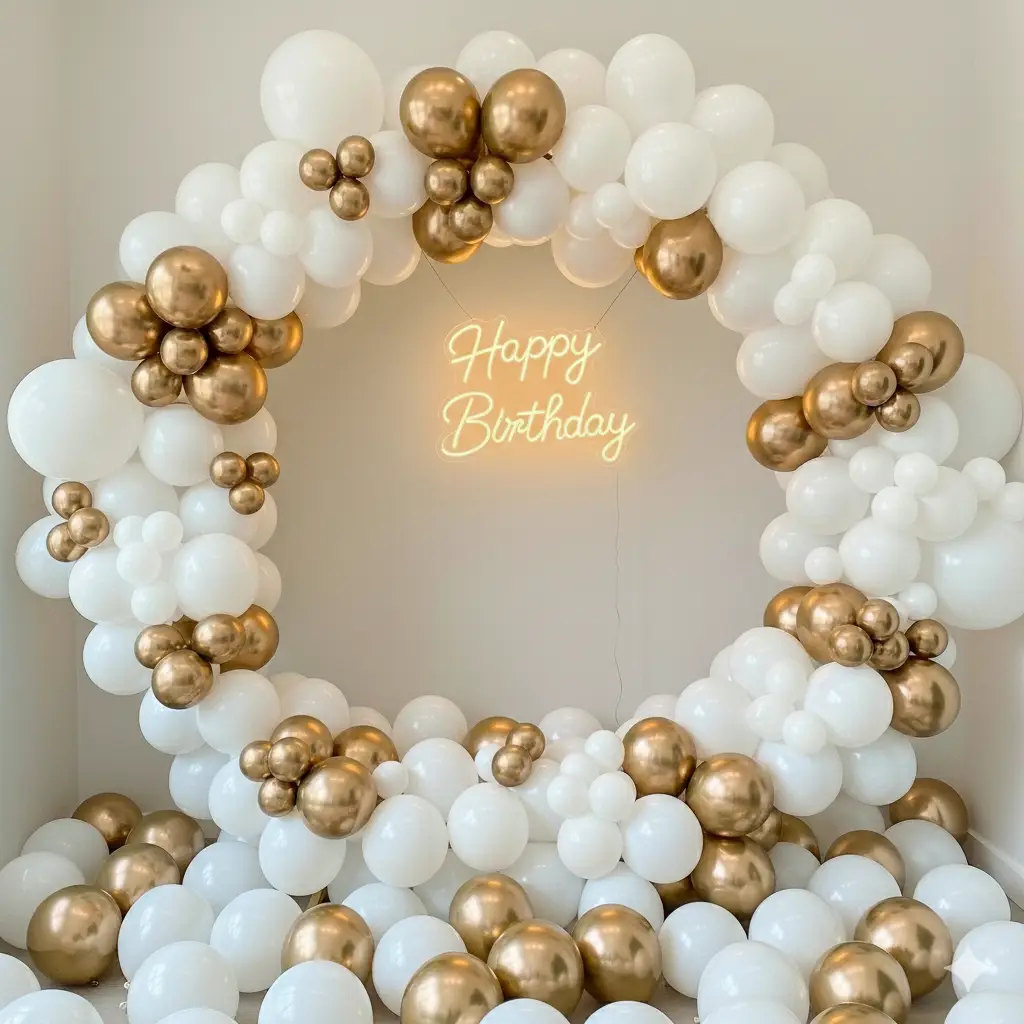 White & Gold Balloon Decoration