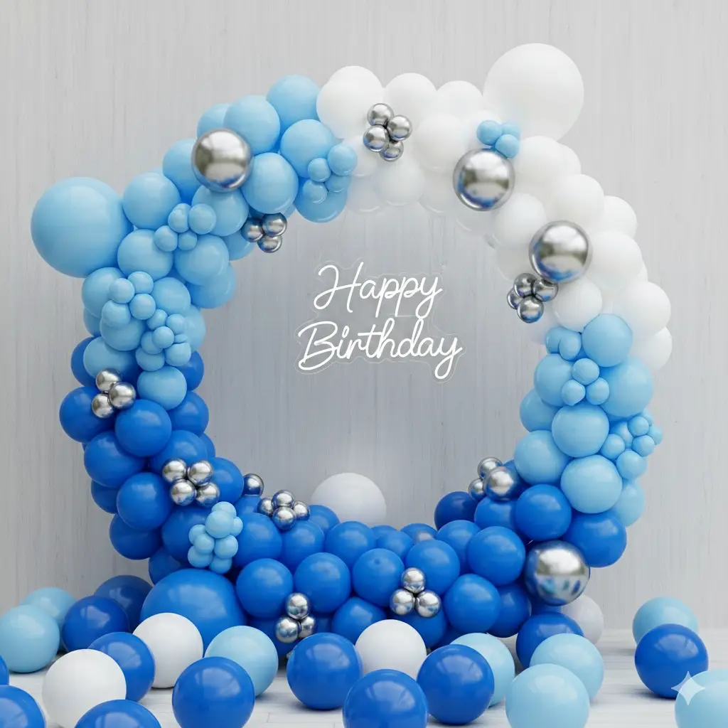 Blue and White Birthday Decor