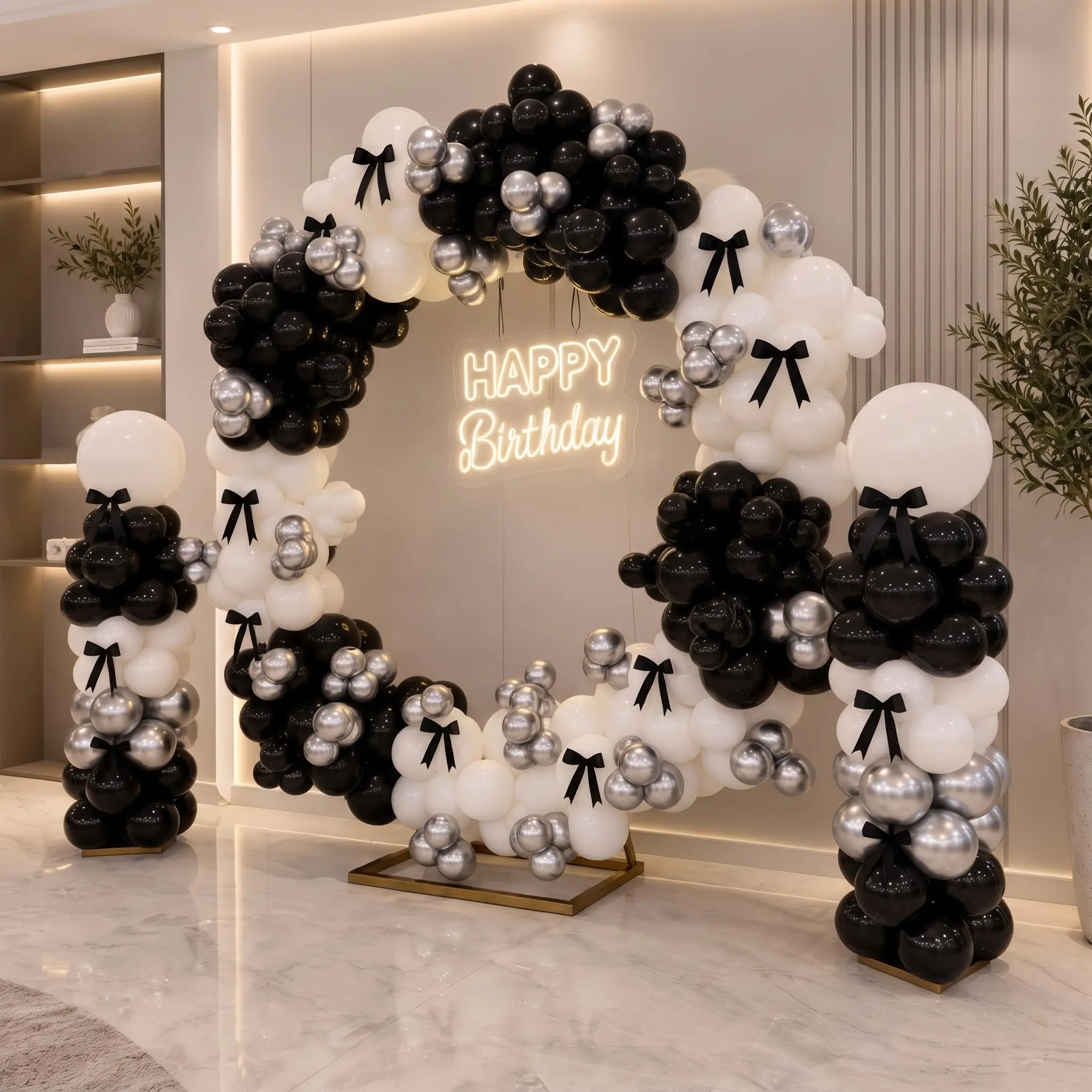 Black & White Birthday Ring Decoration in Abu Dhabi
