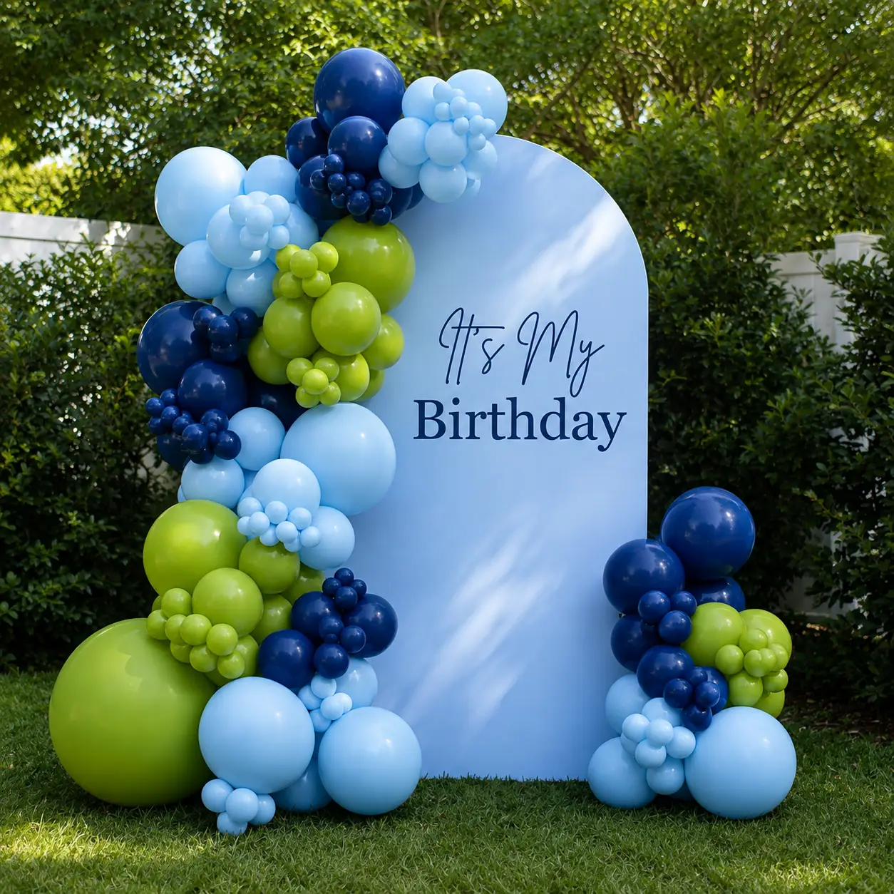 Chat gpt aug pm — Blue and Green Birthday Backdrop Setup
