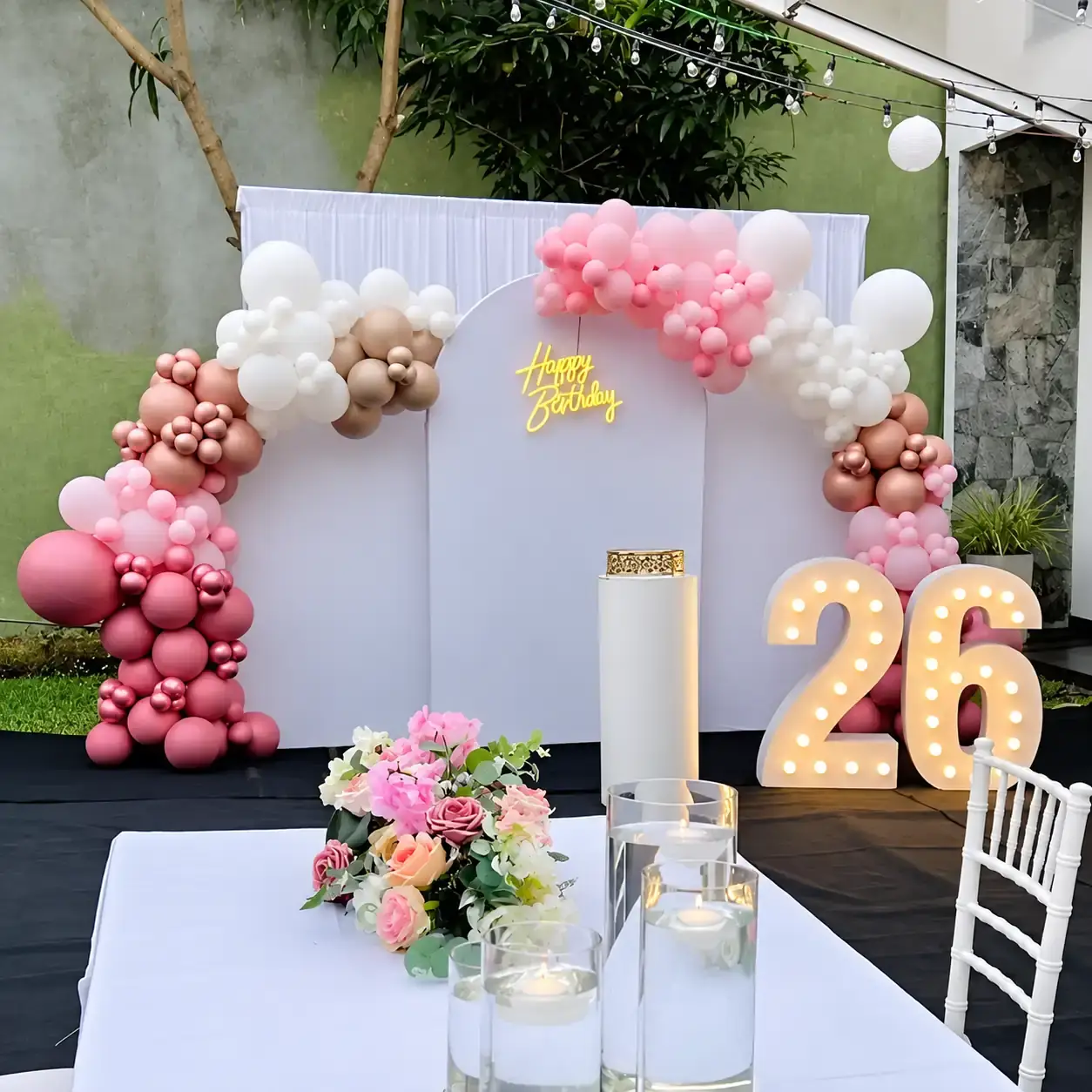 Afbbcc ffc — Chic Pink & White Balloon Backdrop