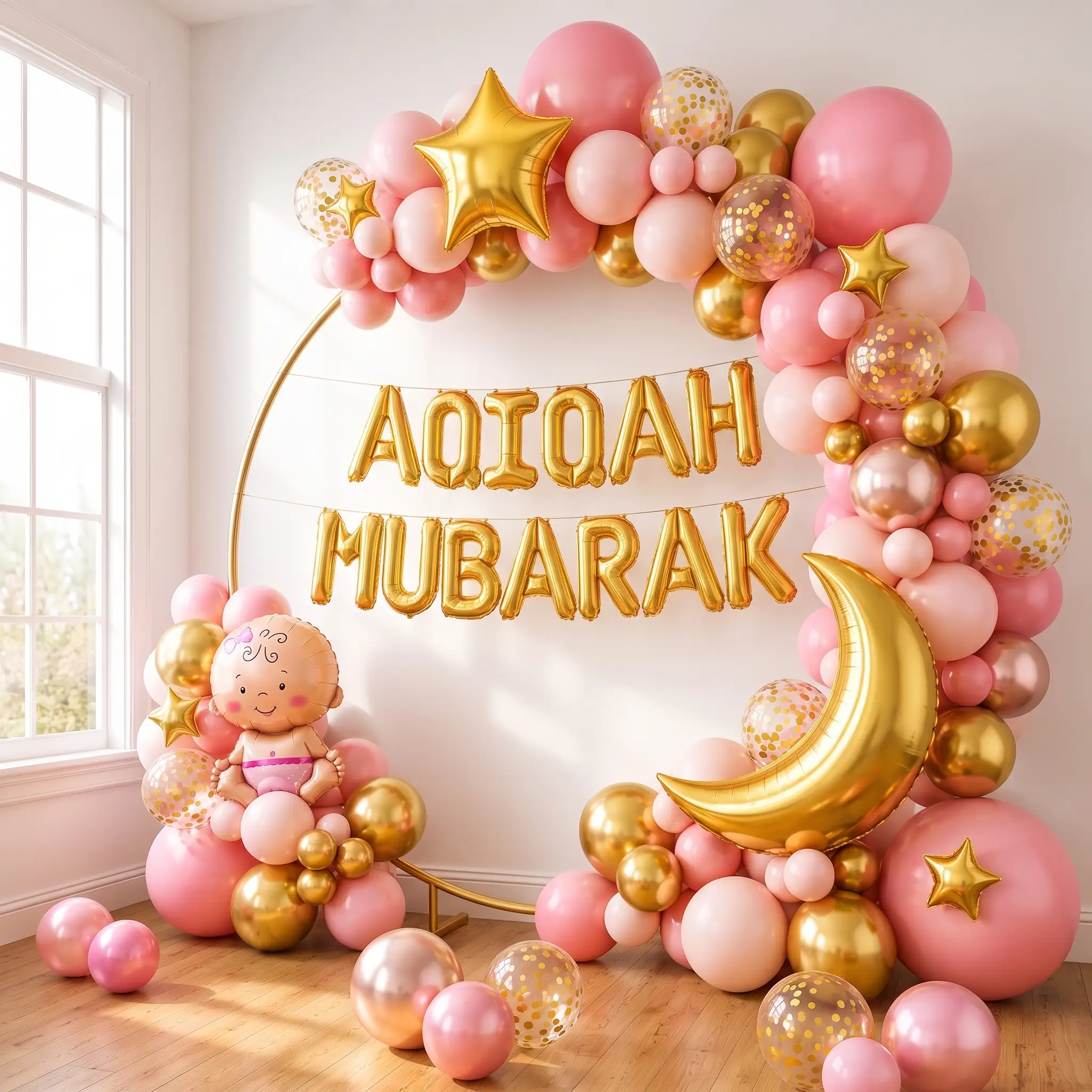 Gold Aqiqah Ring Backdrop Decoration – photo 2