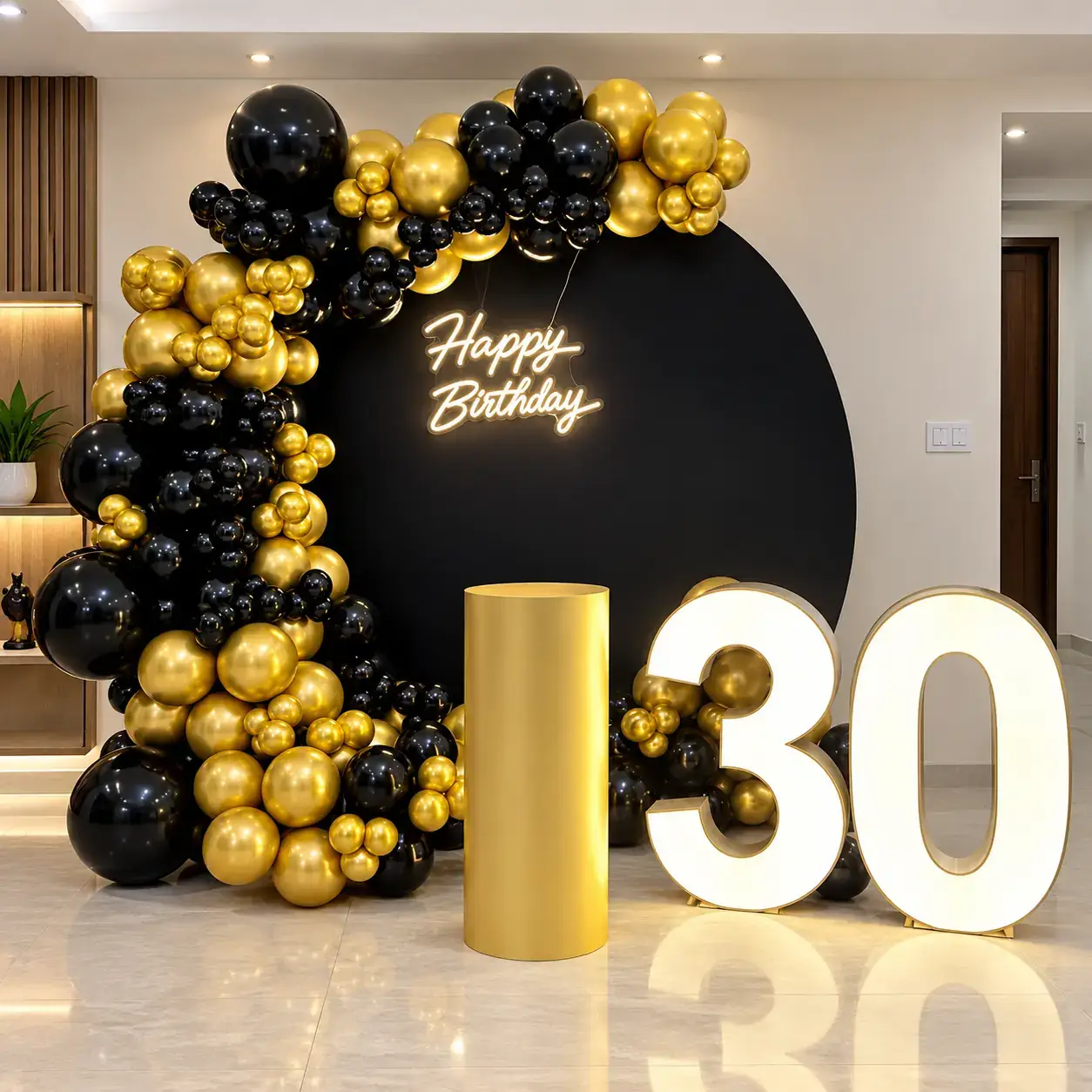 Golden Beauty Birthday Setup at Home