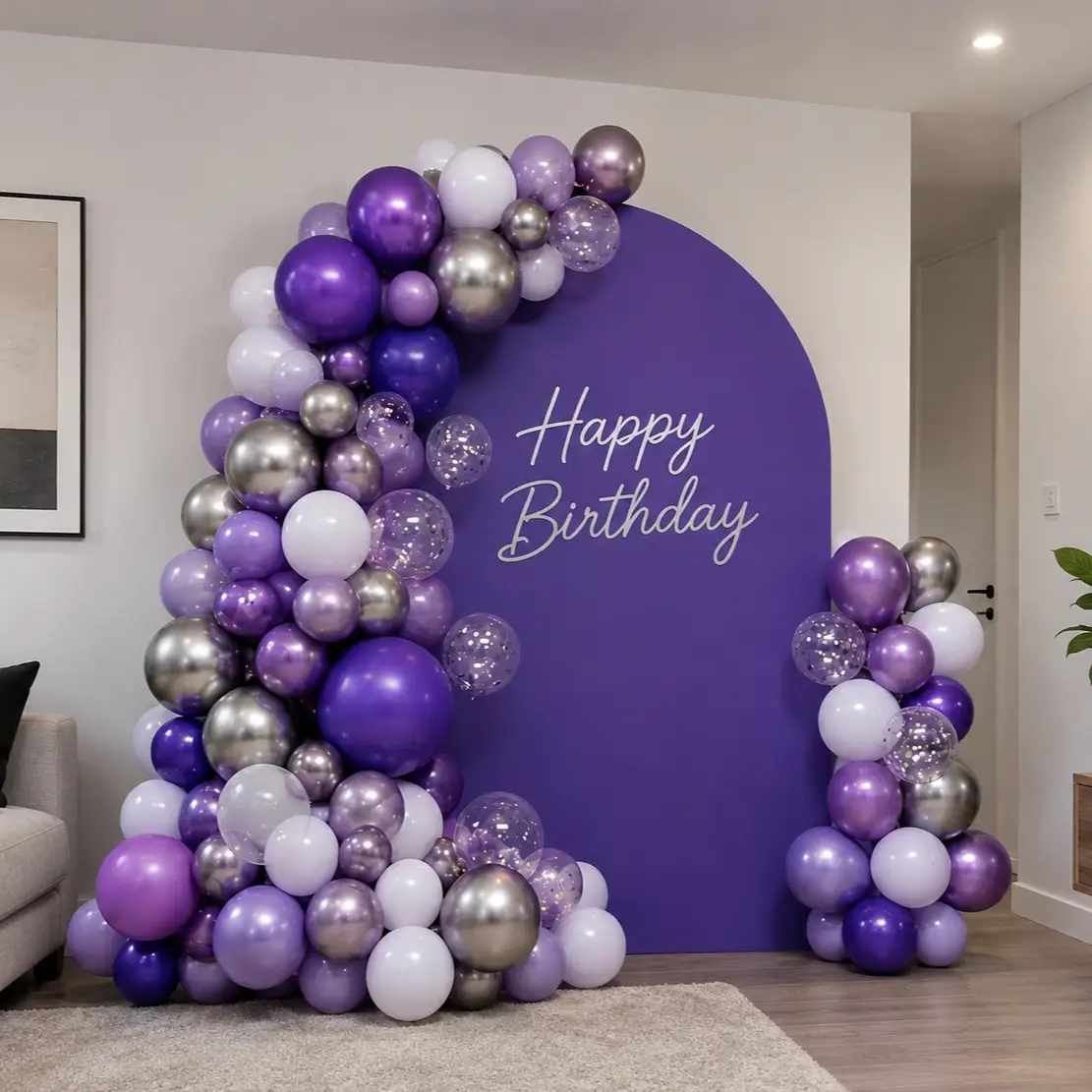 Purple Happy Birthday Balloon Decoration