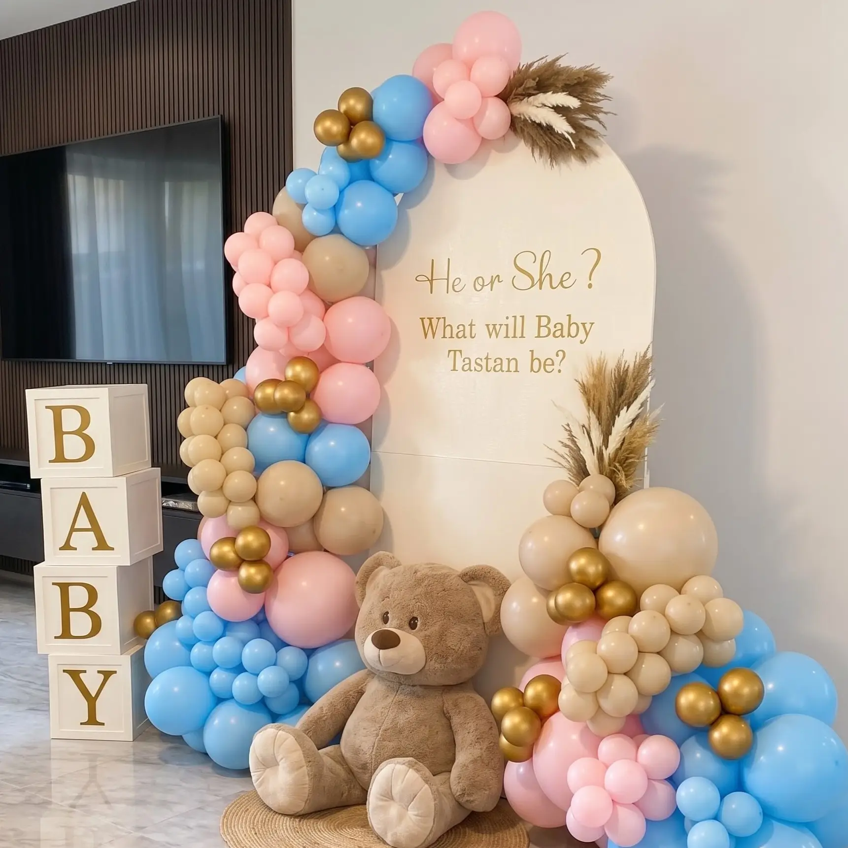 Cfb png — Neutral Baby Shower balloon Decoration Setup
