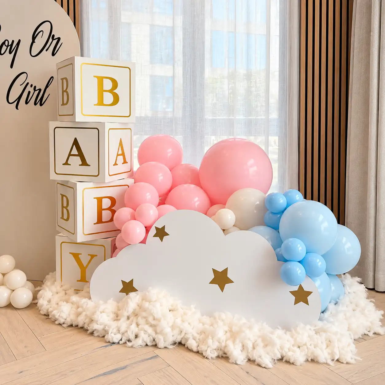 Pastel Gender Reveal Backdrop Decoration