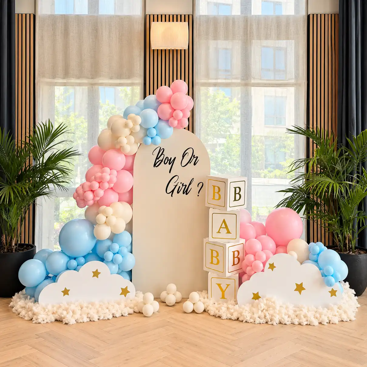 Pastel Gender Reveal Backdrop Decoration