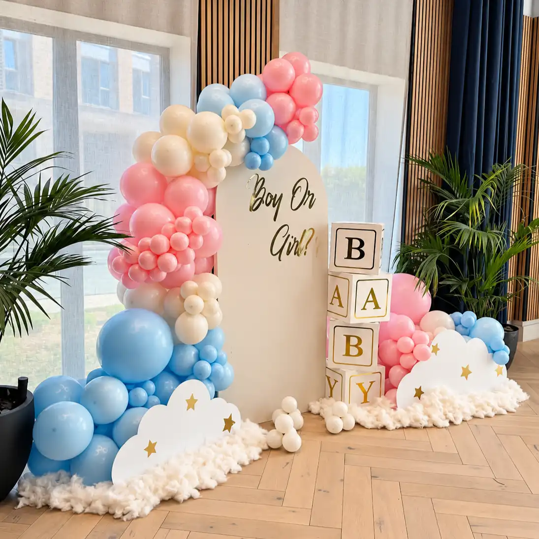 Pastel Gender Reveal Backdrop Decoration
