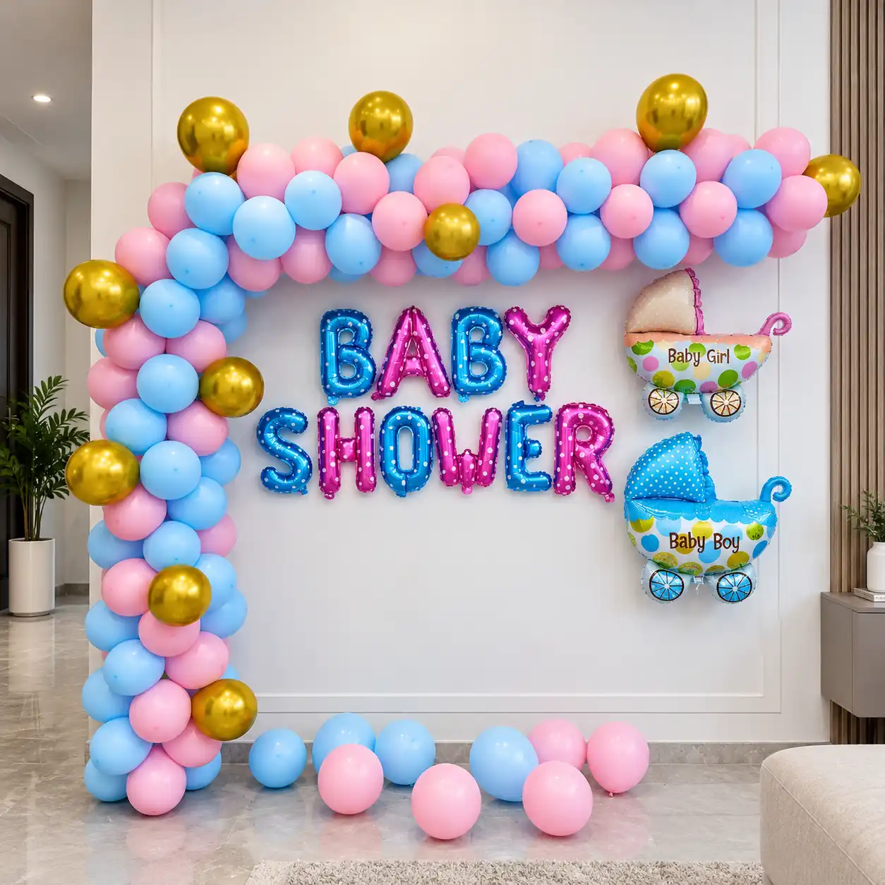 Simple Pink & Blue Theme Baby Shower Setup
