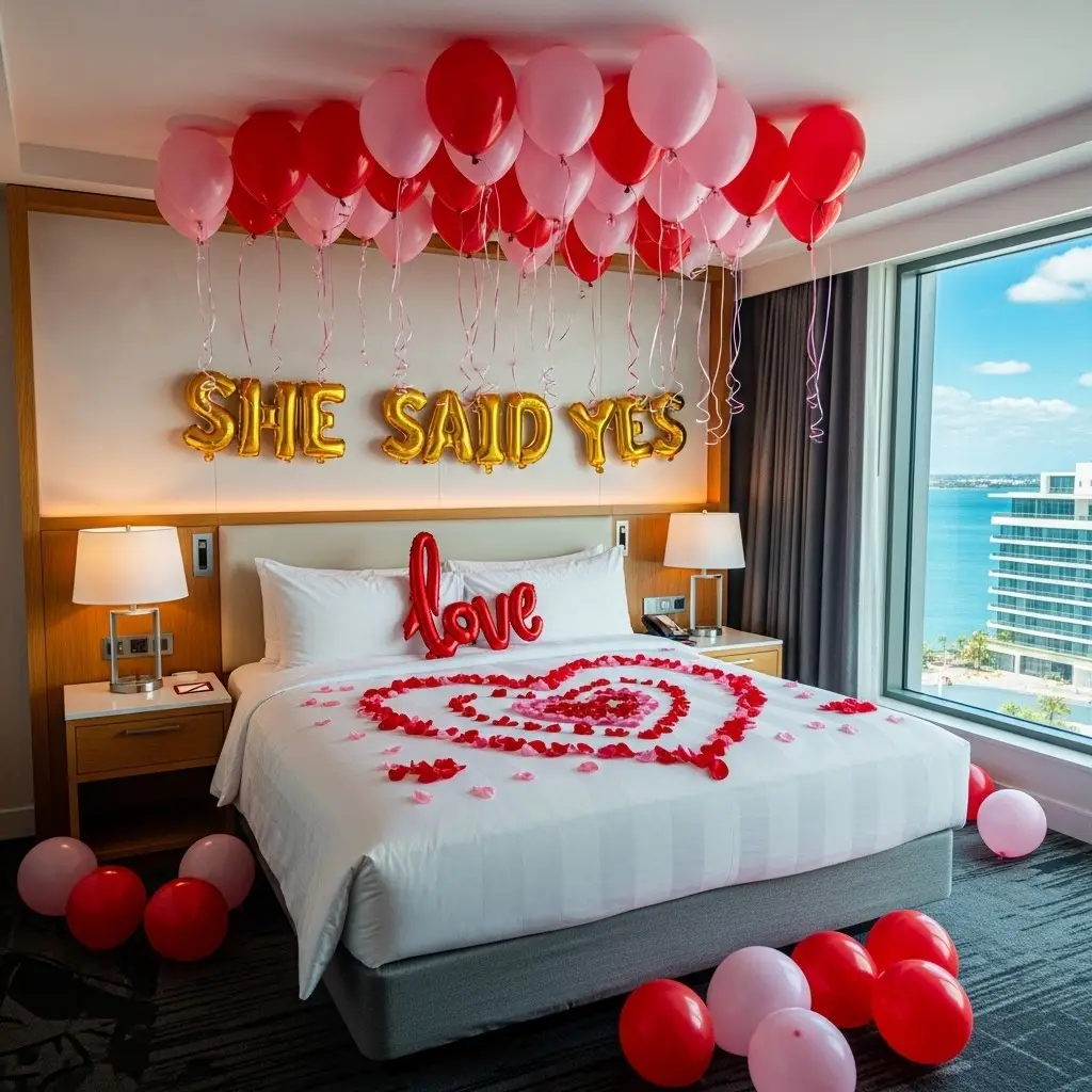 Heartfelt Proposal Decoration at Room