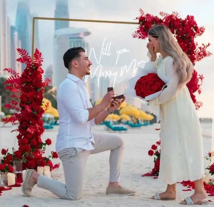 Romantic Beach Proposal Setup