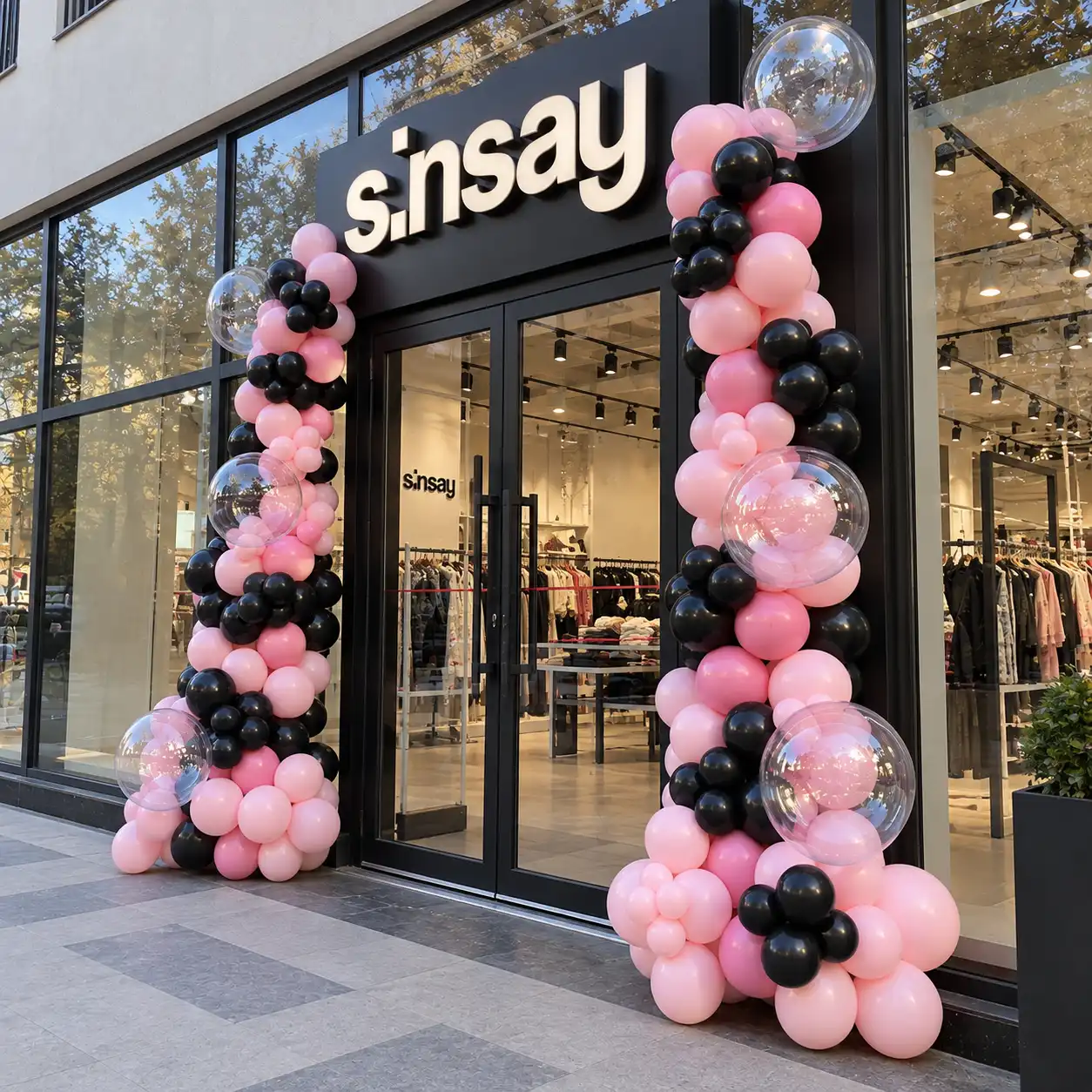 Pink & Black Balloon Decor for Shop Opening