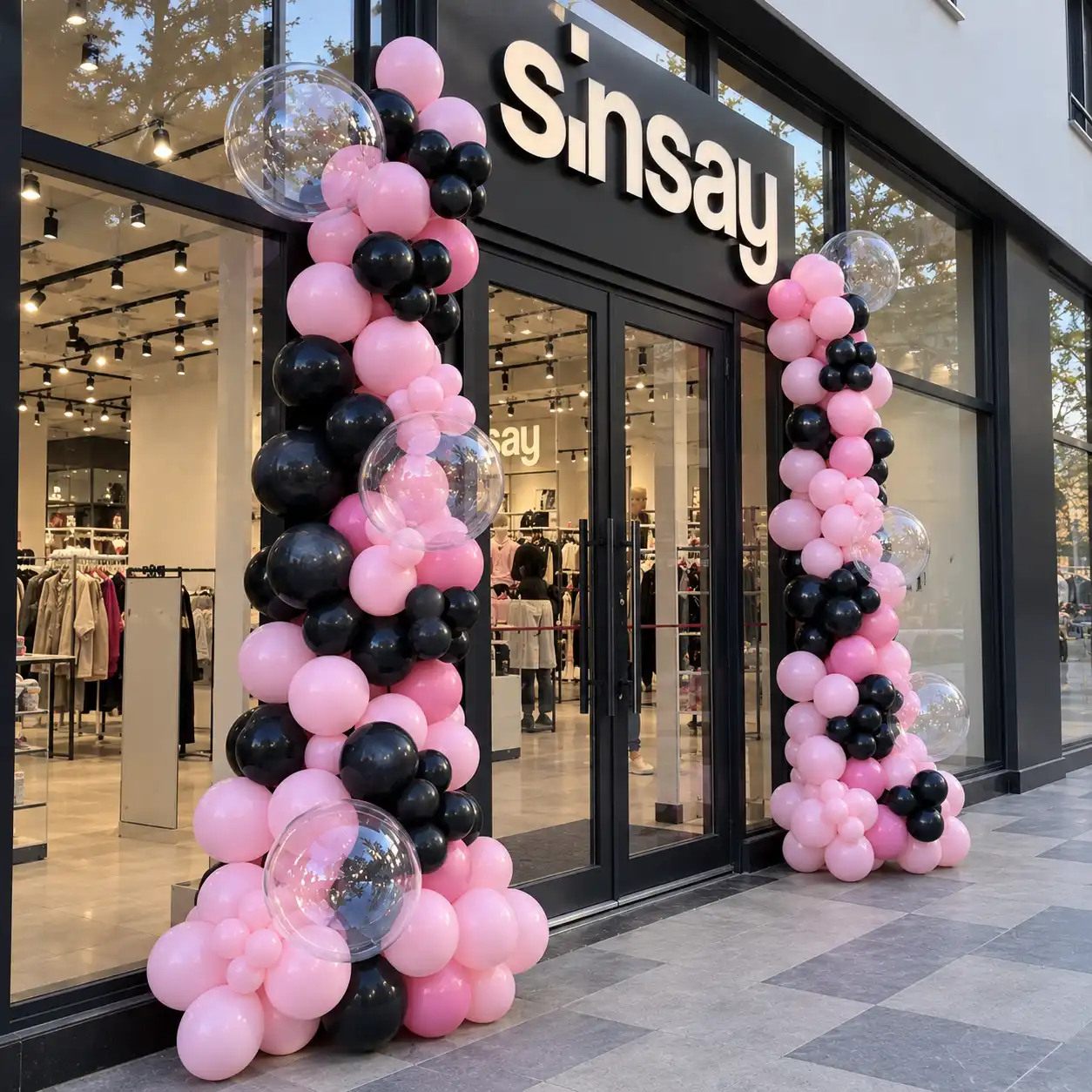 Pink & Black Balloon Decor for Shop Opening