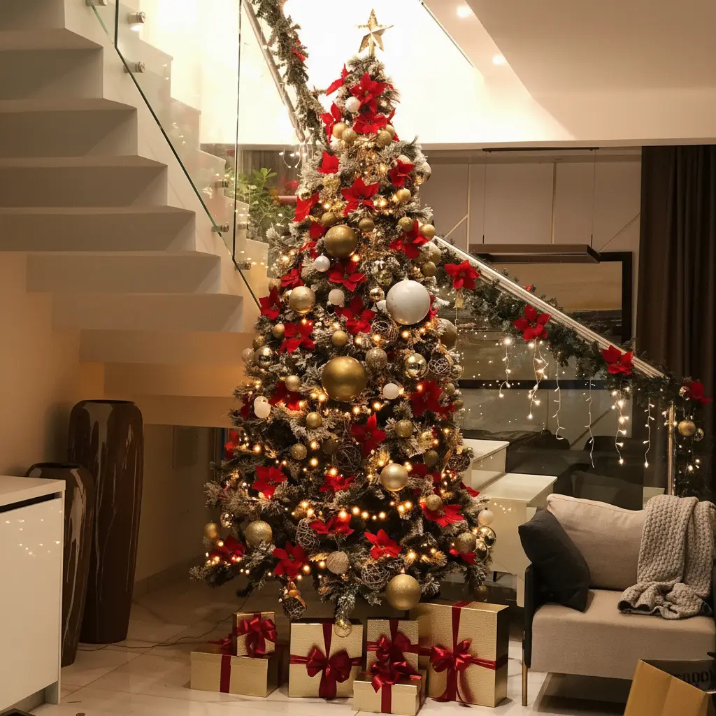 Snow Theme Christmas Tree Decor Dubai