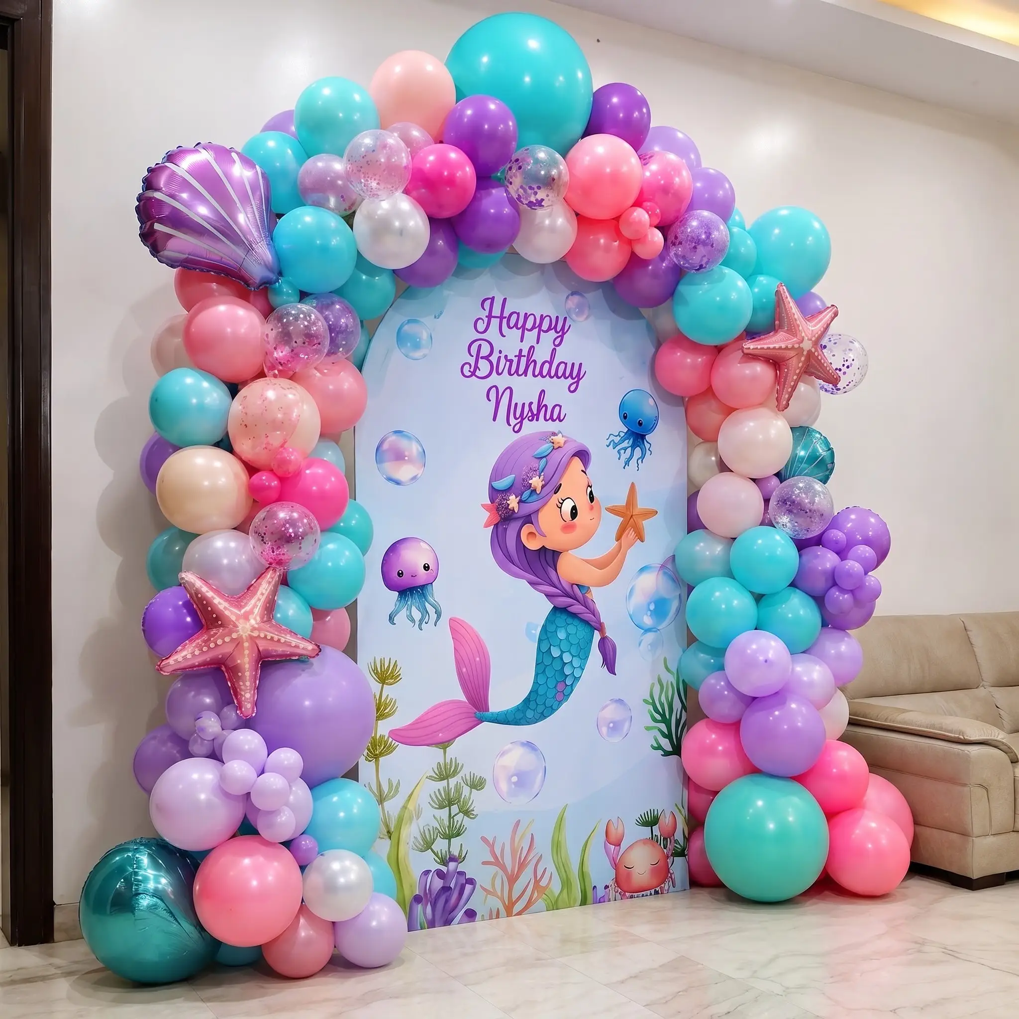 Mermaid Theme Kids Birthday Decoration in Abu Dhabi