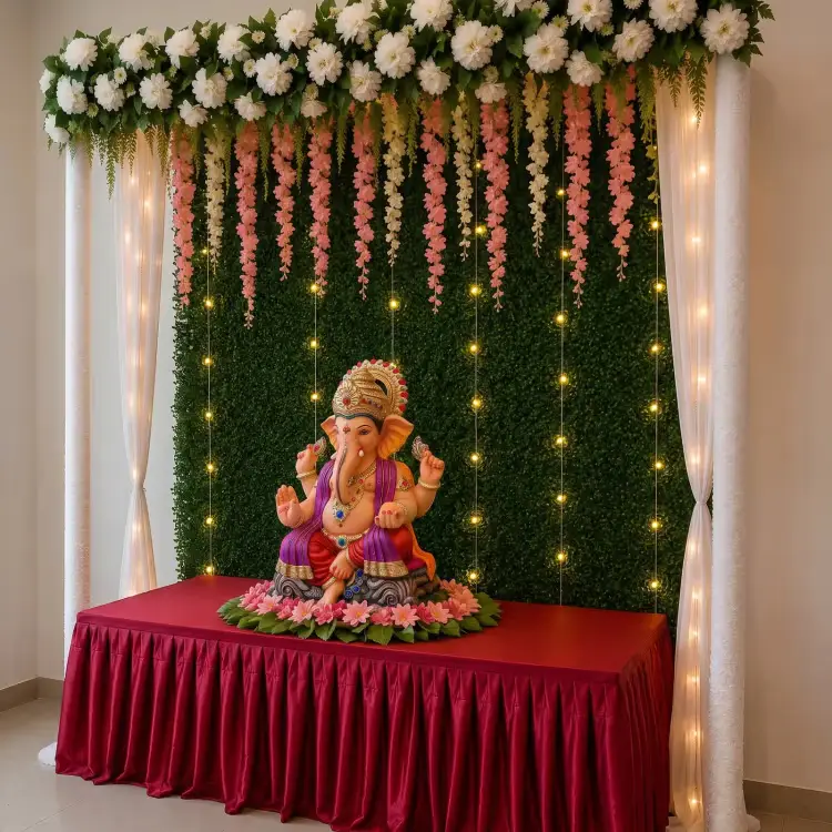 Green Wall Ganpati Decor