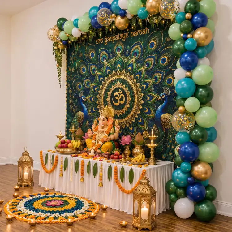 Peacock Ganesh Backdrop