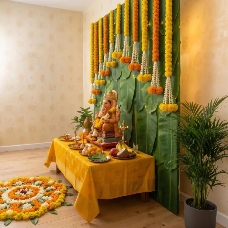 Banana Leaf Ganpati Decoration