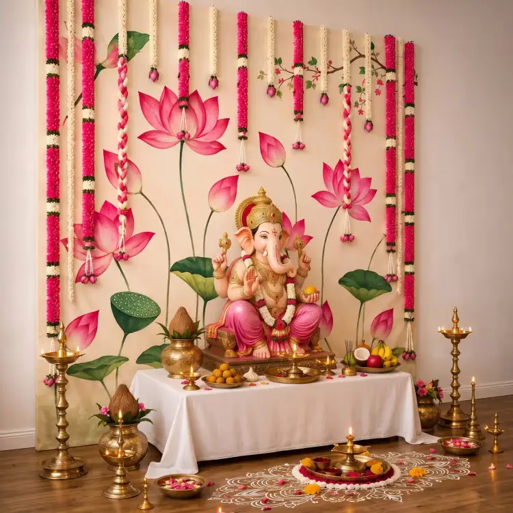 Lotus Theme Ganpati Decoration