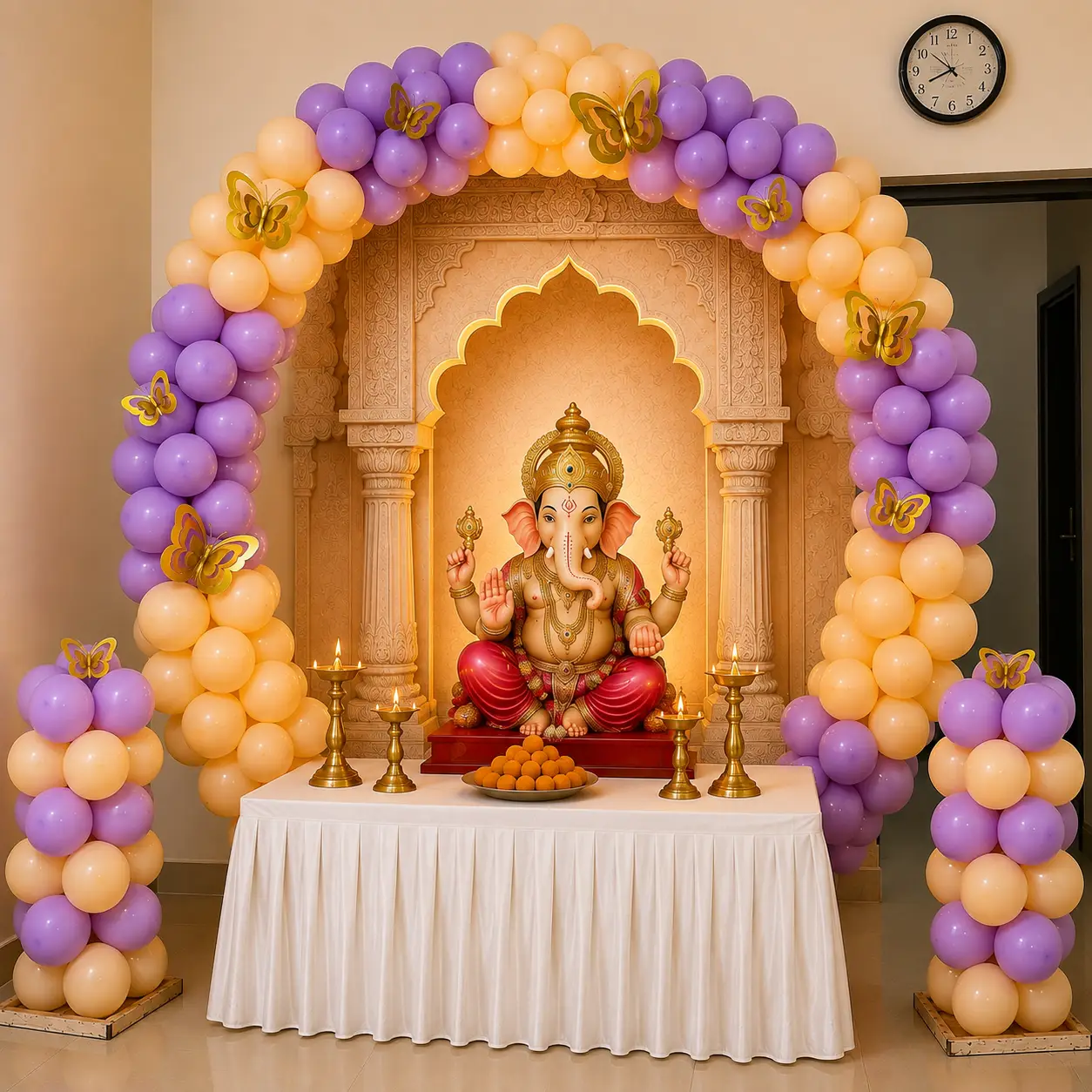 Ganpati Mandap Balloon Decoration