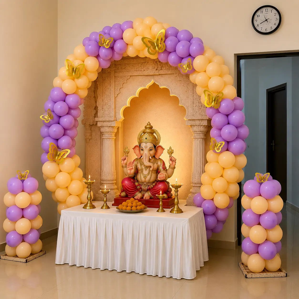 Ganpati Mandap Balloon Decoration