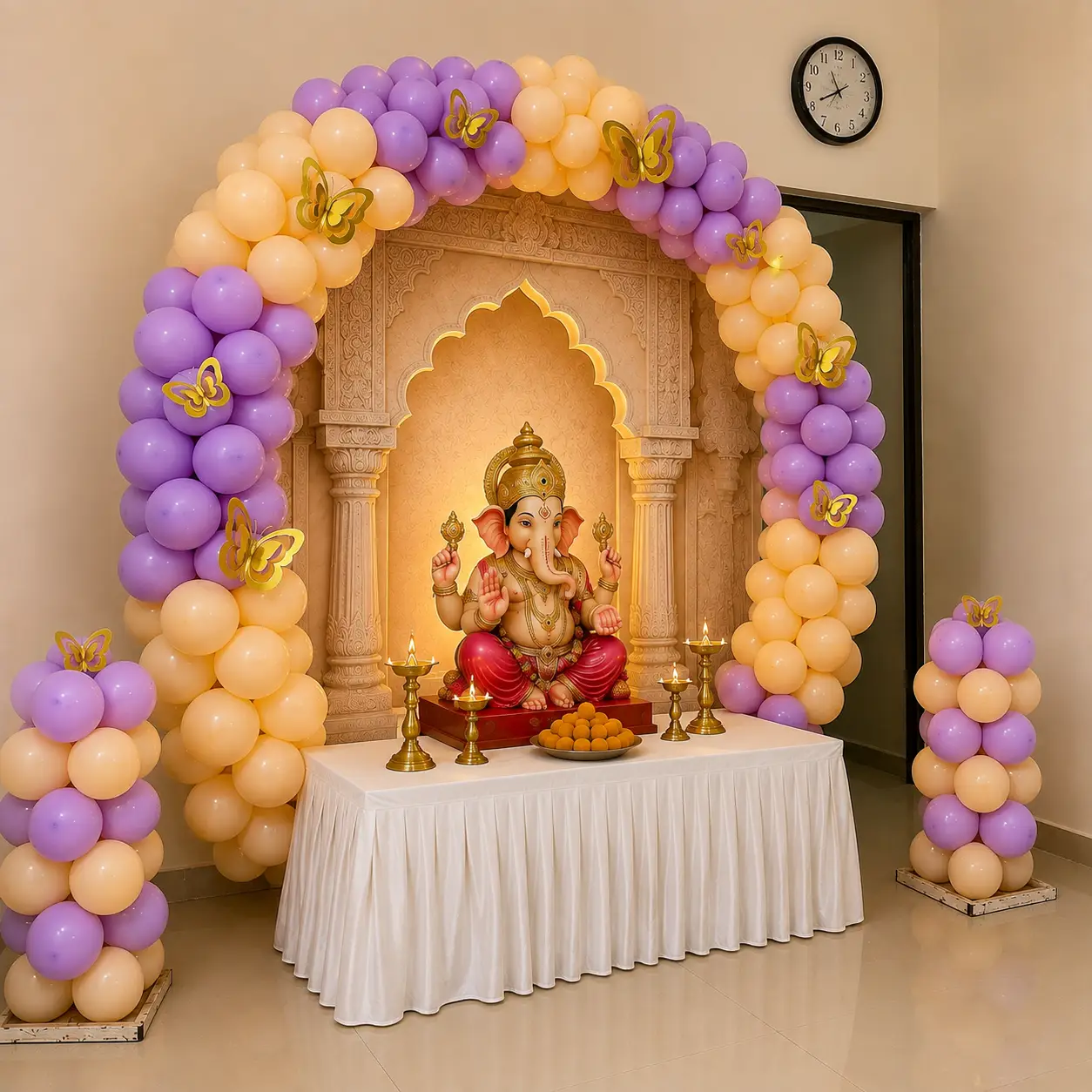 Ganpati Mandap Balloon Decoration