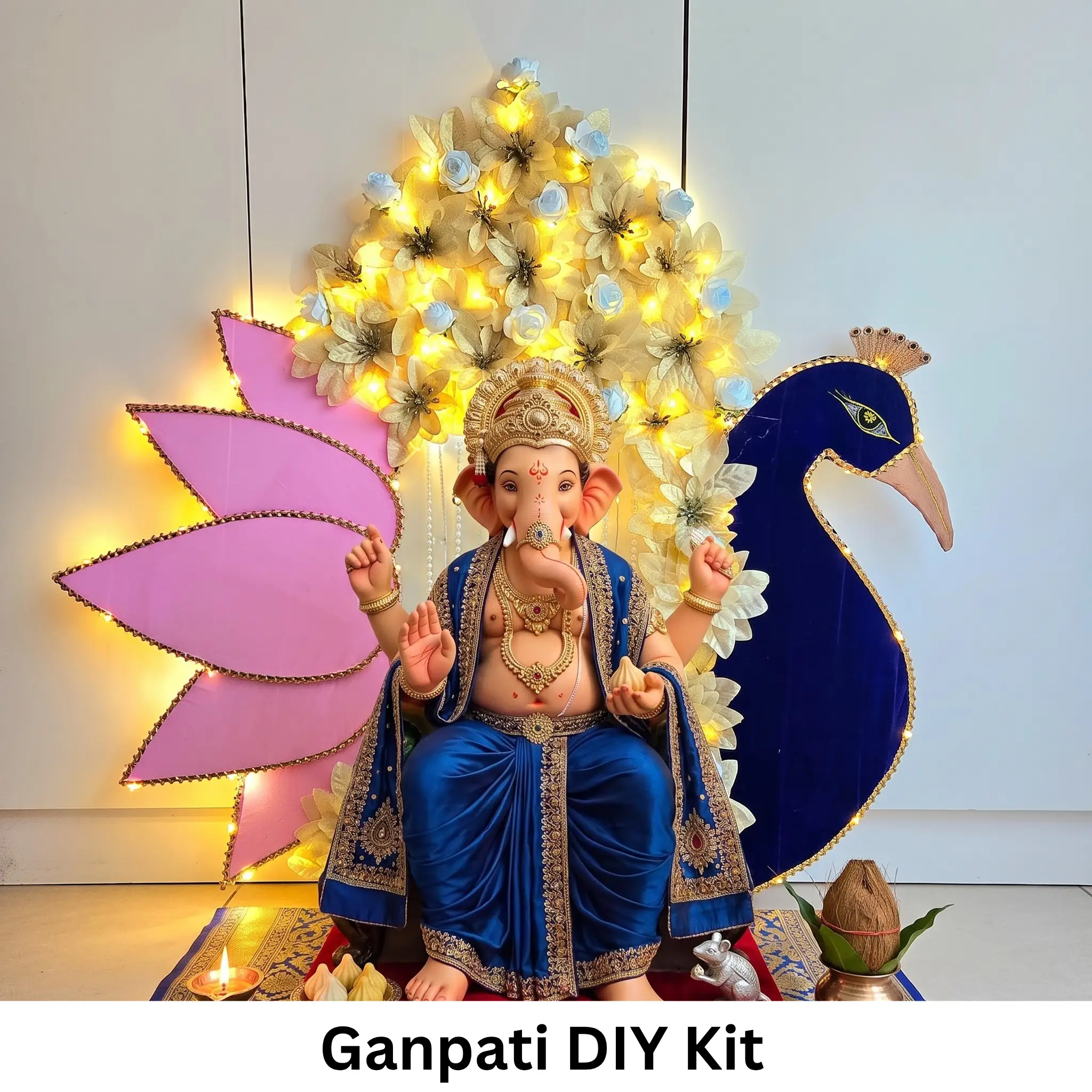 Peacock Style Ganpati Setup