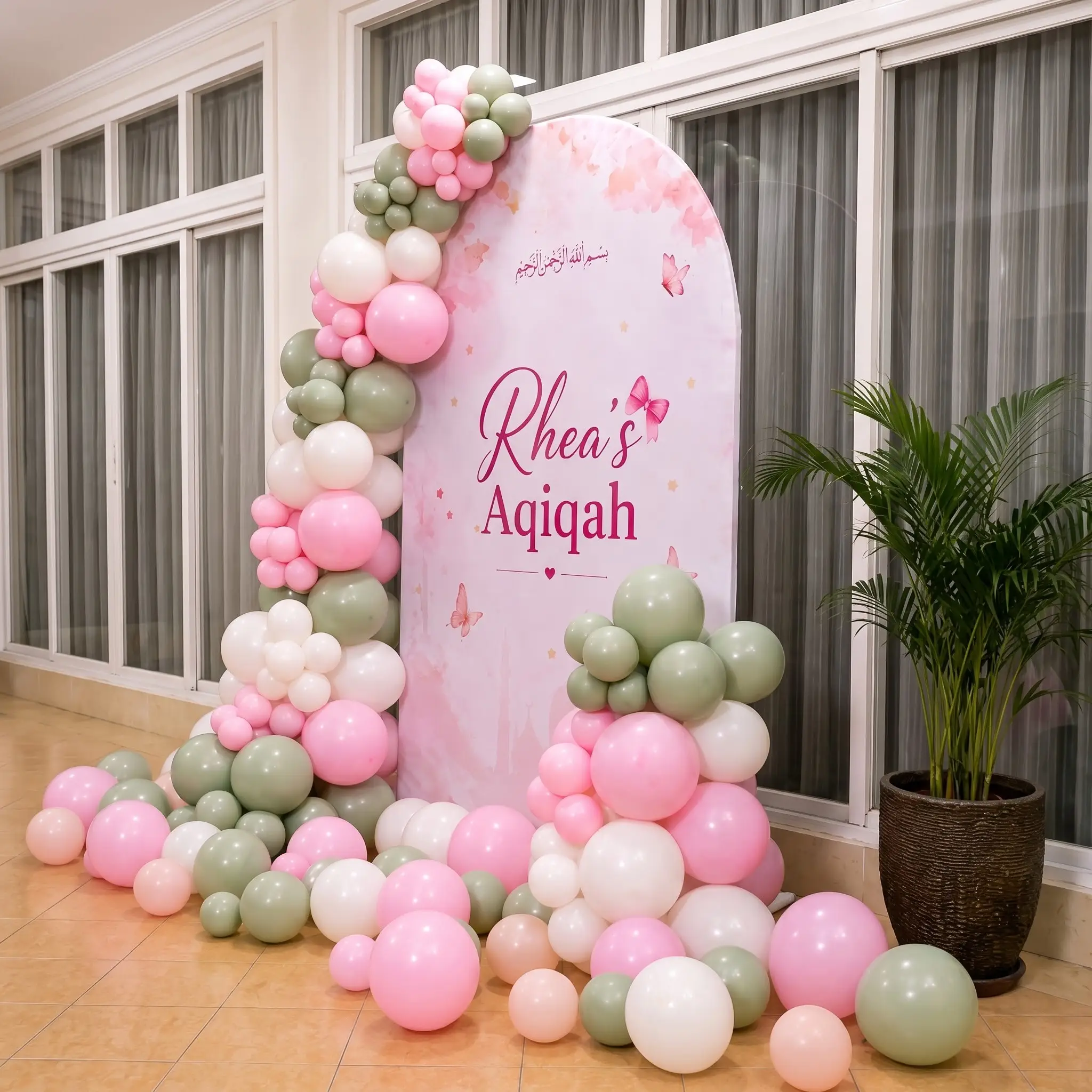 Balloon Backdrop Decoration  for Islamic Aqiqah