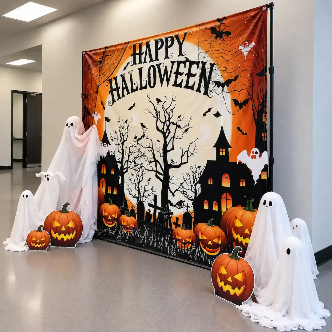 Halloween Party Backdrop Setup