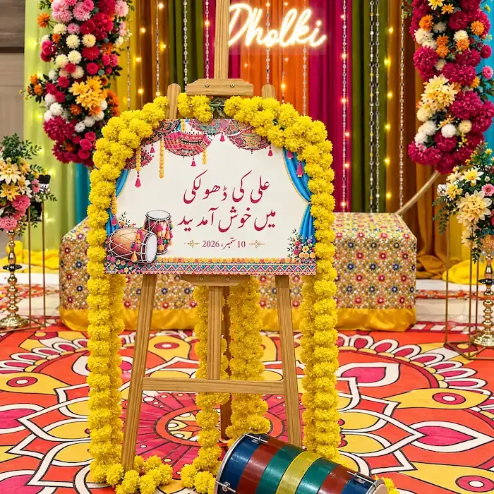 Dholki Ceremony Backdrop Decoration