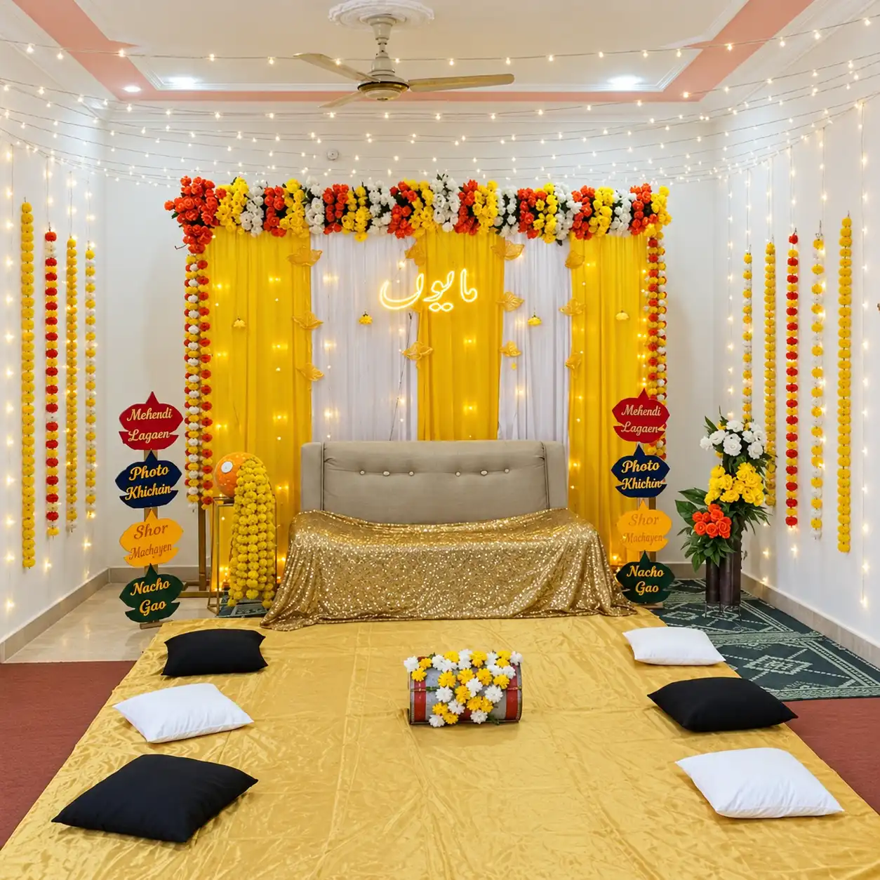 Elegant Mehendi Flower Decoration