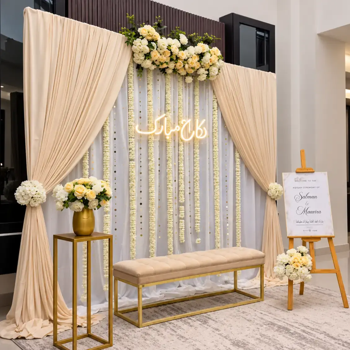 Elegant Nikah Rose Flower Decoration
