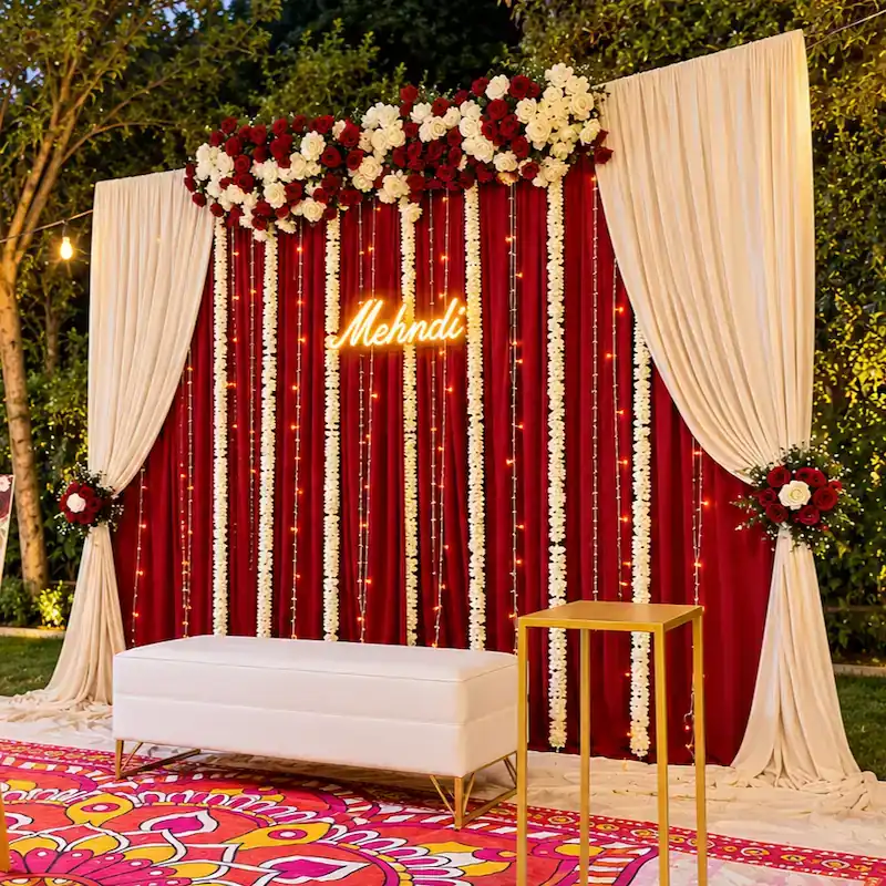 Elegant Outdoor Mehndi Celebration Setup