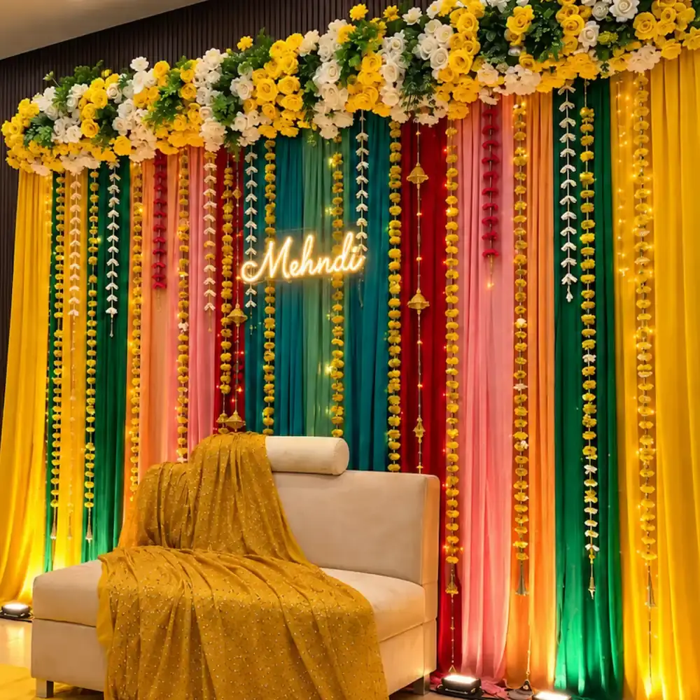 Floral Backdrop Decor for Mehendi