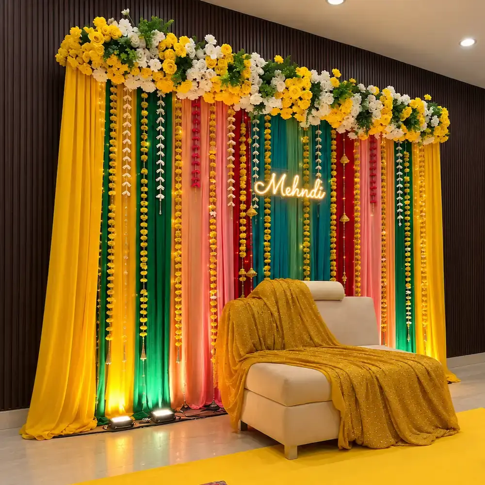 Floral Backdrop Decor for Mehendi