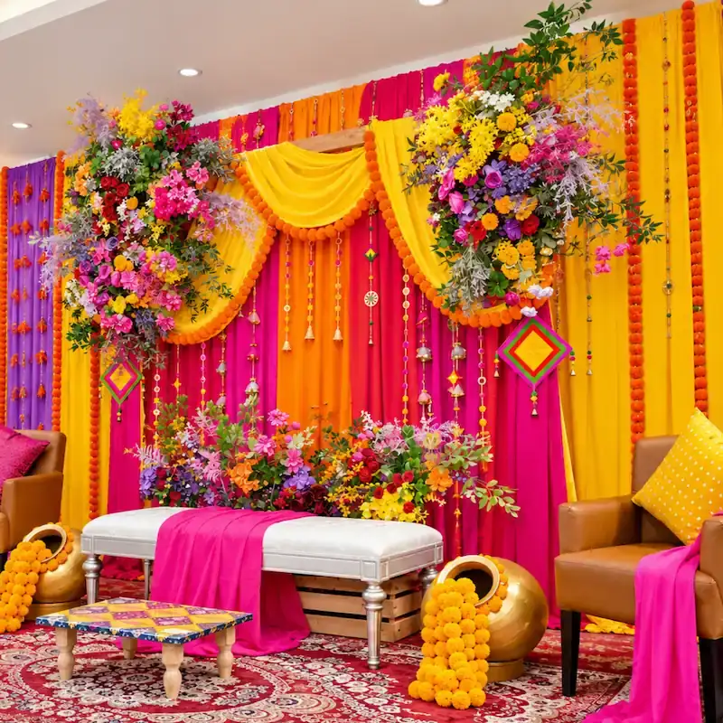 Fff dbb — Indian Style Flower Decor for Haldi Ceremony