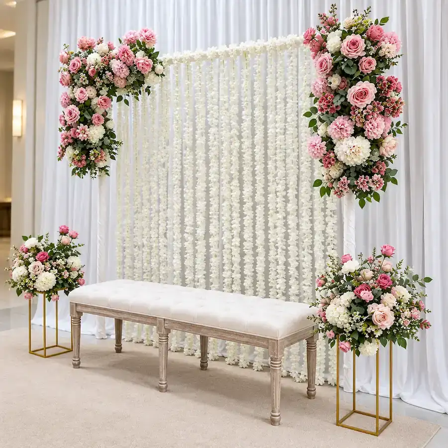 Pink Floral Nikah Backdrop Decoration