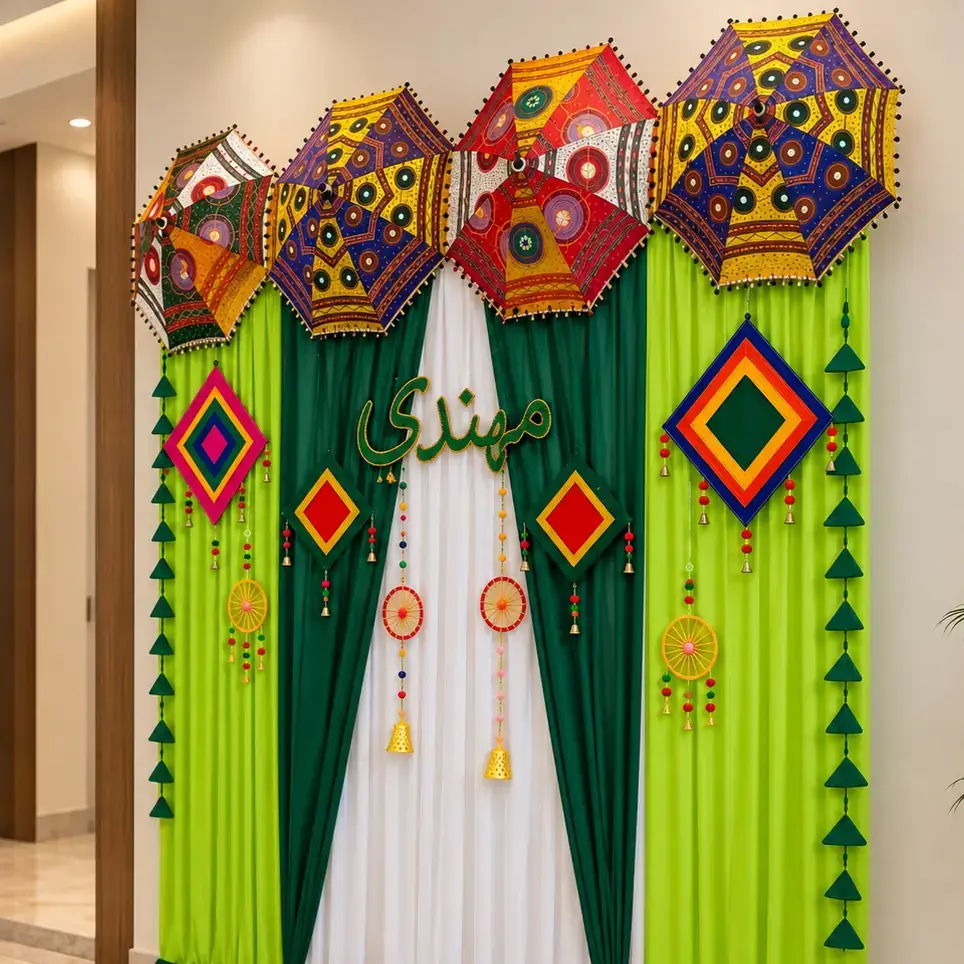 Traditional Mehndi Backdrop Decoration