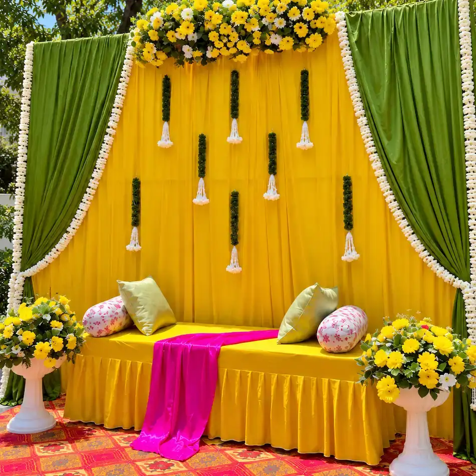 Yellow Backdrop Decor for Haldi