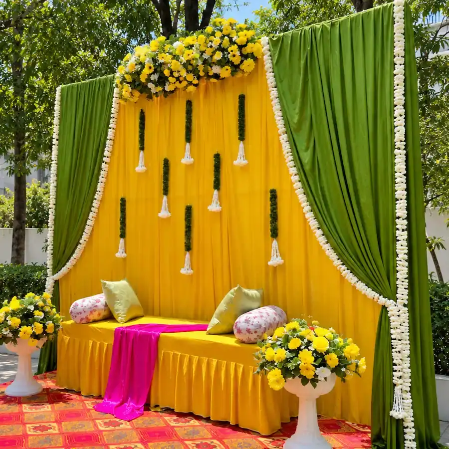 Yellow Backdrop Decor for Haldi