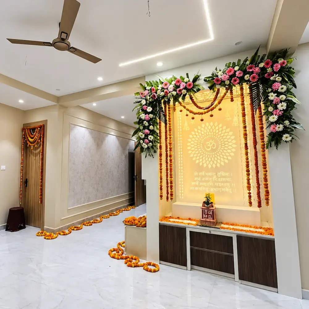 Diwali Mandir Decoration with Flowers