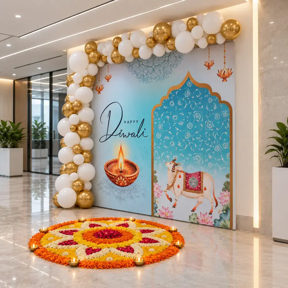 Diwali Office Backdrop Decoration