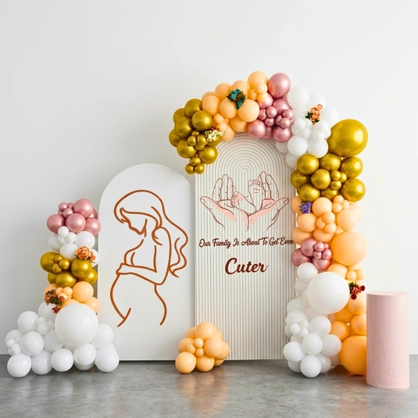 Premium “Oh Baby” Baby Shower Balloon Arch Setup with Mom-to-Be Cutout