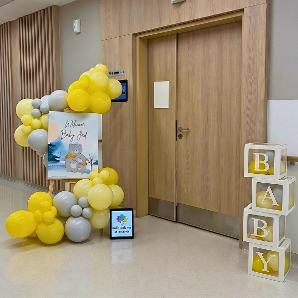 Baby Boy Welcome Yellow Theme Setup in UAE at Hospital