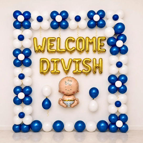 Simple Balloon Deccoration For Baby Boy Welcome in UAE