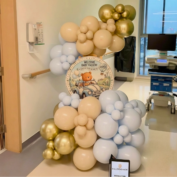 Hospital Baby Boy Arrival Balloon Setup in UAE